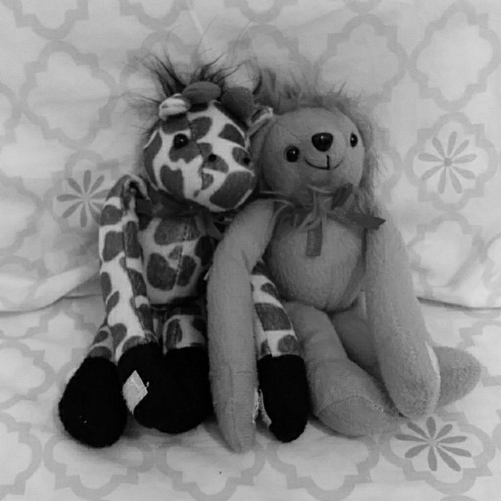 Giraffe and Lion stuffed animals